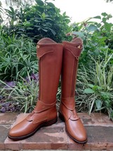 Tan Leather Tall riding boots high qualität leather Handmade custom - £295.78 GBP