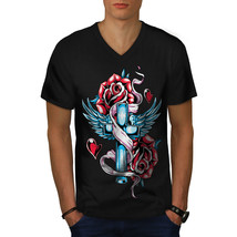Love Cross Angel Rose Shirt Religion Men V-Neck T-shirt - £10.40 GBP+