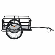 Steel Frame Bicycle Bike Cargo Trailer Vehicle Luggage Cart Carrier 110lb Hauler - £229.98 GBP