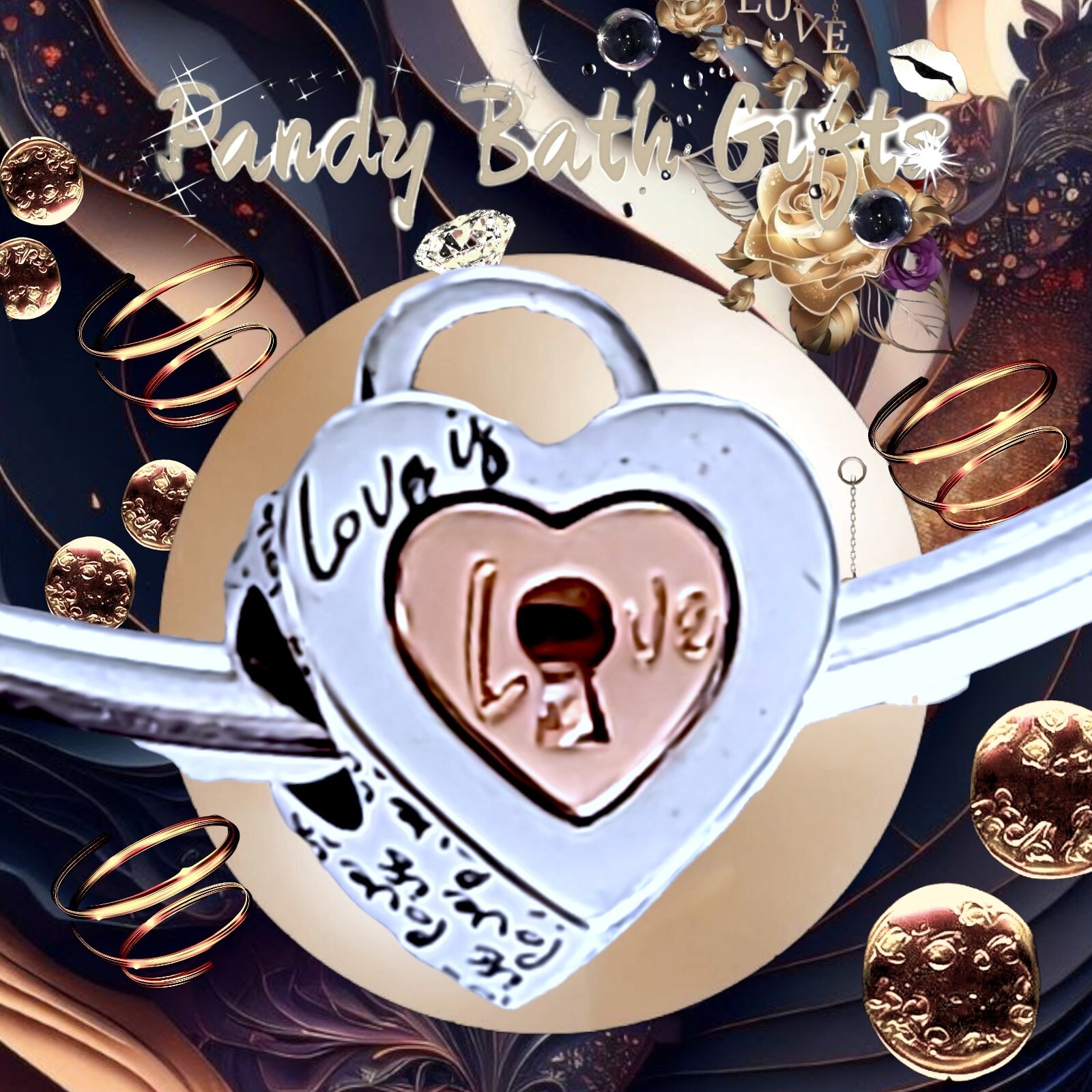 Pandora Two Tone Rose Gold Splittable Lock Heart Charm 782505C00 US SELLER Item image 7