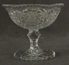 Vintage Kitchen EAPG Imperial Glass Pattern Hobstar Button Footed Compote - $13.75