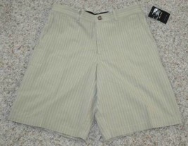 Mens Shorts Flat Front Axcess Khaki Relaxed Pin Striped Casual-size 30 - £12.46 GBP