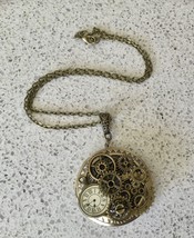 Steampunk Gears Locket Pendant Necklace 2 - $8.75