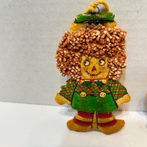 Vintage Handmade Raggedy Ann and Andy Dough 4 inch Christmas Ornaments Lot 2  - £16.26 GBP