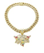 New Iced Drug Addict Pendant 12mm/18&quot;,20&quot; Cuban Chain Hip Hop Necklace R... - $44.65+