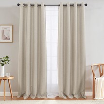 Jinchan Linen Textured Curtain For Living Room Darkening 84 Inch Long Bedroom - £27.17 GBP