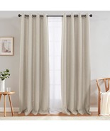 Jinchan Linen Textured Curtain For Living Room Darkening 84 Inch Long Be... - £26.73 GBP