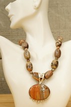 Estate Jewelry Jay King DTR Mine Finds Picture Jasper Sterling Beaded Necklace - £73.52 GBP