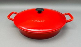 Le Creuset Vintage #32 Red Fait Tout Cast Iron Braiser Shallow Casserole Pan Lid - £236.29 GBP