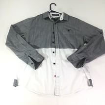 Tranquility &amp; Mayhem Shirt Mens Button Up Two Tone Gray White Long Sleeve M - £7.76 GBP