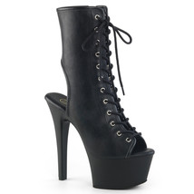 PLEASER ASPIRE-1016 Women&#39;s 6&quot; Heel Platform Open Toe Ankle Side Zip Boots - £66.03 GBP