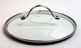 Pot Pan Lid Only Clear Glass 7.63&quot; Inner Lip 8.12&quot; Outer Edge Vented Hole  - $7.68