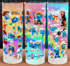 Smurfs 80s Rainbow Retro Collage Cup Mug Tumbler - £15.94 GBP