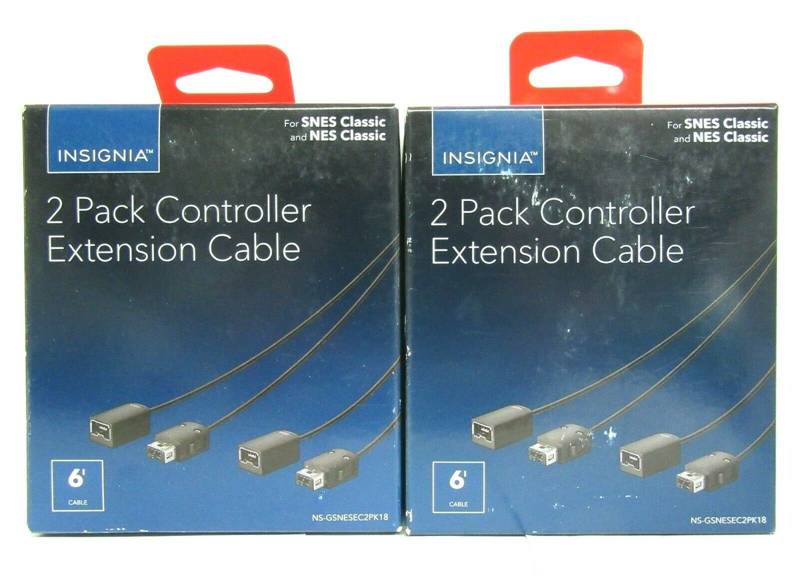 LOT of 2 Insignia 6' Extension Cable for Nintendo NES and SNES Controllers 2-PK - $11.64