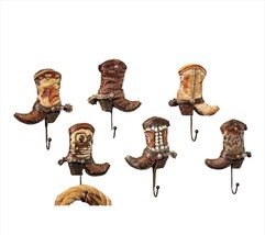Cowboy Boot Wall Hooks Set of 6 - 7" High Western Country Gift Hanging Metal image 1