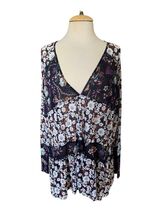 Free People Isabelle Oversized Long Sleeve Floral Tunic Blouse Top Size ... - $34.65
