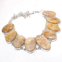 Fossil Coral Oval Shape Gemstone Handmade Ethnic Necklace Jewelry 18&quot; SA... - £11.18 GBP