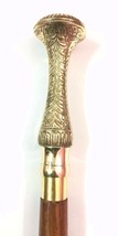 Antique Fancy Brass Handle Wooden Walking Stick Victorian Gentlemen&#39;s Wo... - £36.94 GBP