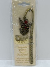 Opulence Keepsake Pewter Angel Bookmark 6” Brass Gold Color Red Jewel Beautiful - £5.85 GBP