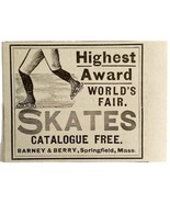 Barney &amp; Berry Ice Skates Worlds Fair 1894 Advertisement Victorian 1 ADB... - $372.98 MXN