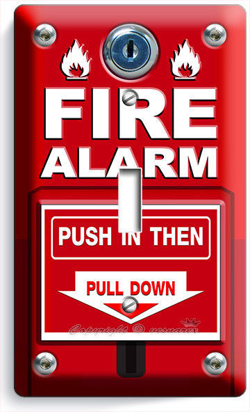 FIRE ALARM PULL DOWN AND PUSH LIGHT SINGLE SWITCH WALL PLATE COVER ROOM HD DECOR