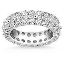 Dual row 2 CT diamond eternity ring/14k white gold 2ct diamond anniversary ring - £5,401.93 GBP+