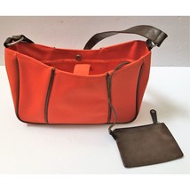 Vintage 1990s Y2K DKNY Orange Brown Shoulder Hobo Hand Bag Purse - £62.68 GBP