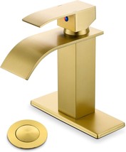 Brushed Gold Bathroom Sink Faucet With Drain Assembly And Lead-Free Hose... - $77.96