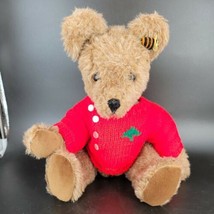 Vintage Fully Jointed Bear Specially Hand Made By Barbara Red Sweter Bee on Ear - £14.99 GBP