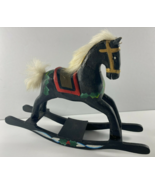 Decorative Wooden 9.25 in long Rocking Horse Black Red Christmas Decor - $22.76