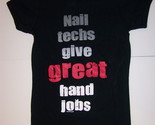 NAIL TECHS GIVE GREAT HAND JOBS NAILPRO.COM ANVIL WOMENS FITTED T SHIRT ... - $13.50