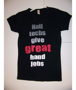 NAIL TECHS GIVE GREAT HAND JOBS NAILPRO.COM ANVIL WOMENS FITTED T SHIRT ... - £10.58 GBP