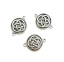 10 Celtic Irish Knot Connector Links Antiqued Silver 27x20mm Round Bead Findings - £4.00 GBP