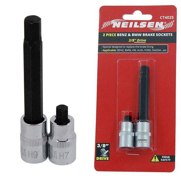 BRAKE CALIPER BOLT SOCKET SET 7mm Hex Short &amp; 9mm Hex Long 3/8&quot; Allen Ke... - $8.90