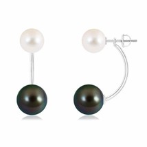 ANGARA Tahitian Cultured Pearl Round Two Stone Earrings in 14K Gold (10MM) - £1,001.41 GBP