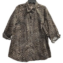 Chicos Womens Tunic Top Black Animal Print Leopard Long Sleeve Collar Plus 3 XL - £14.69 GBP