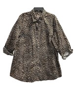 Chicos Womens Tunic Top Black Animal Print Leopard Long Sleeve Collar Pl... - £14.72 GBP