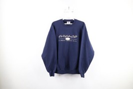 Vintage 90s Mens Medium Spell Out Chicago A Great Sports Town Sweatshirt Blue - £34.89 GBP