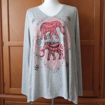 No Boundaries Womens Juniors XL 15-17 Long Sleeve Top Elephant Crochet B... - $14.12