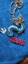 New Betsey Johnson Necklace Dragon Blue Rhinestones Pretty Shiny Collectible - £11.85 GBP