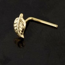 14K Jaune Plaqué Or Argent Feuille Forme Courbé En De L Nez Boucle Clou ... - $20.56