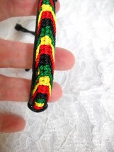 THICK BLACK LEATHER RASTA COLOR CORD WEAVE BRACELET ADJUSTABLE SLIDE 6 -... - $4.99