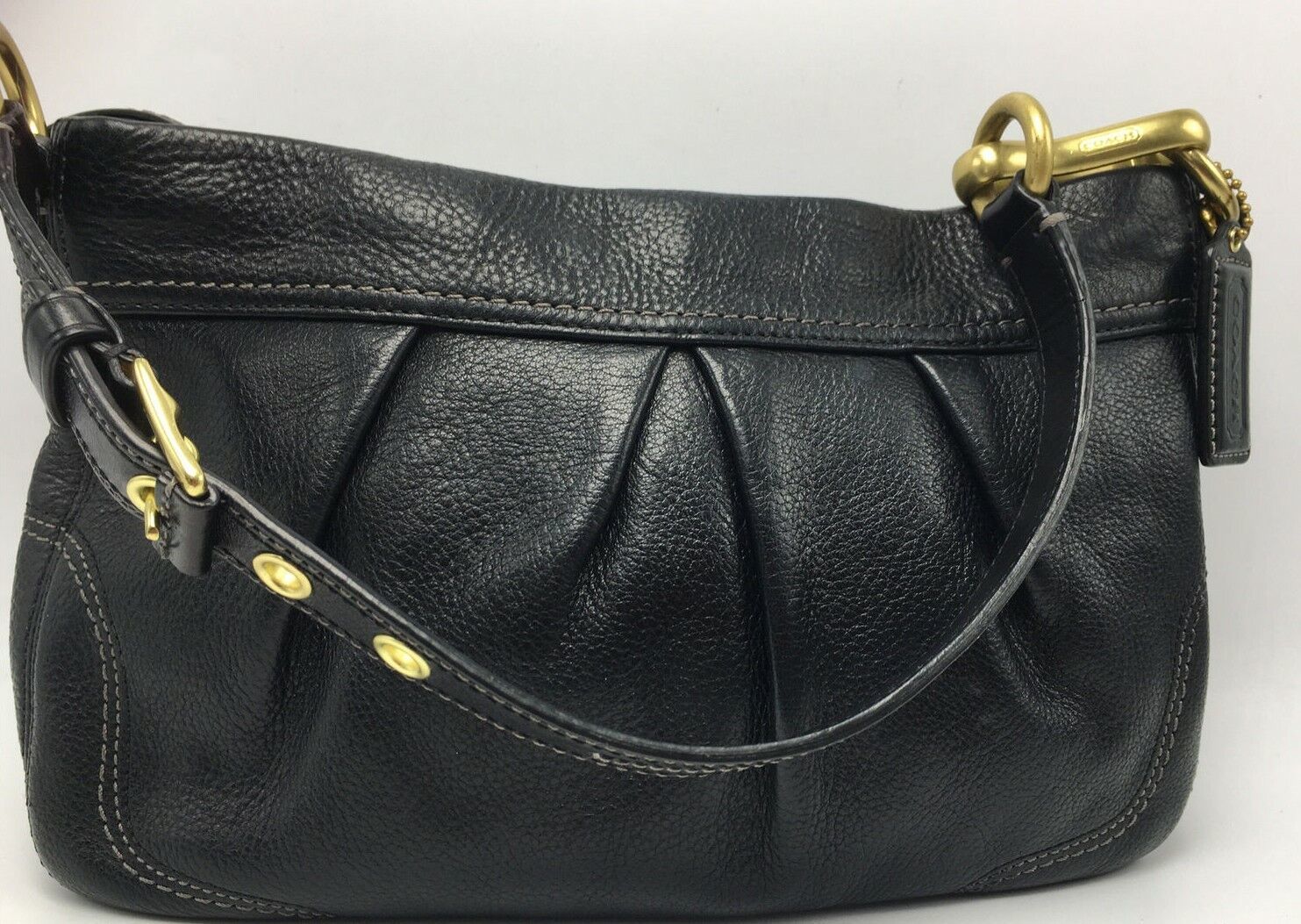Coach 12917 Hamptons Black Pebbled Leather Hobo Shoulder Bag Purse MSRP ... - $89.97