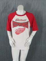 Detroit Redwings Shirt (VTG) - 3/4 Sleeve Raglan Big Logo - Men&#39;s Large - £38.55 GBP