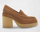 MARC FISHER Lina Platform Loafer suede penny light brown platform 10 M N... - $44.51