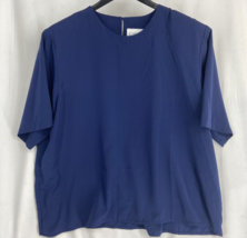 Claudia Richard Blue Women&#39;s Size 20W /40 Top Blouse Short Sleeve 100% P... - £9.07 GBP