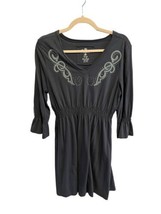 ARIAT Womens Dress Blue Embroidered Studded Knit Jersey Western Sz L - £19.17 GBP