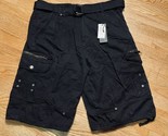 NWT Vintage Belted Cargo Shorts Wide Leg Rivets Black Sz 38 PJ Mark Y2K - $19.75