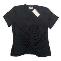 NEW LNA Juliana Cut Out Top Ruched Stretch Jersey Fabric Black USA - Siz... - £26.60 GBP