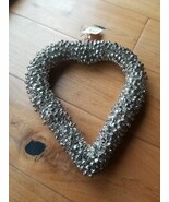 Silver Faux 8.5&quot; Shell Heart Wall Hanging Decor, Roger&#39;s Gardens, New Wi... - $38.61